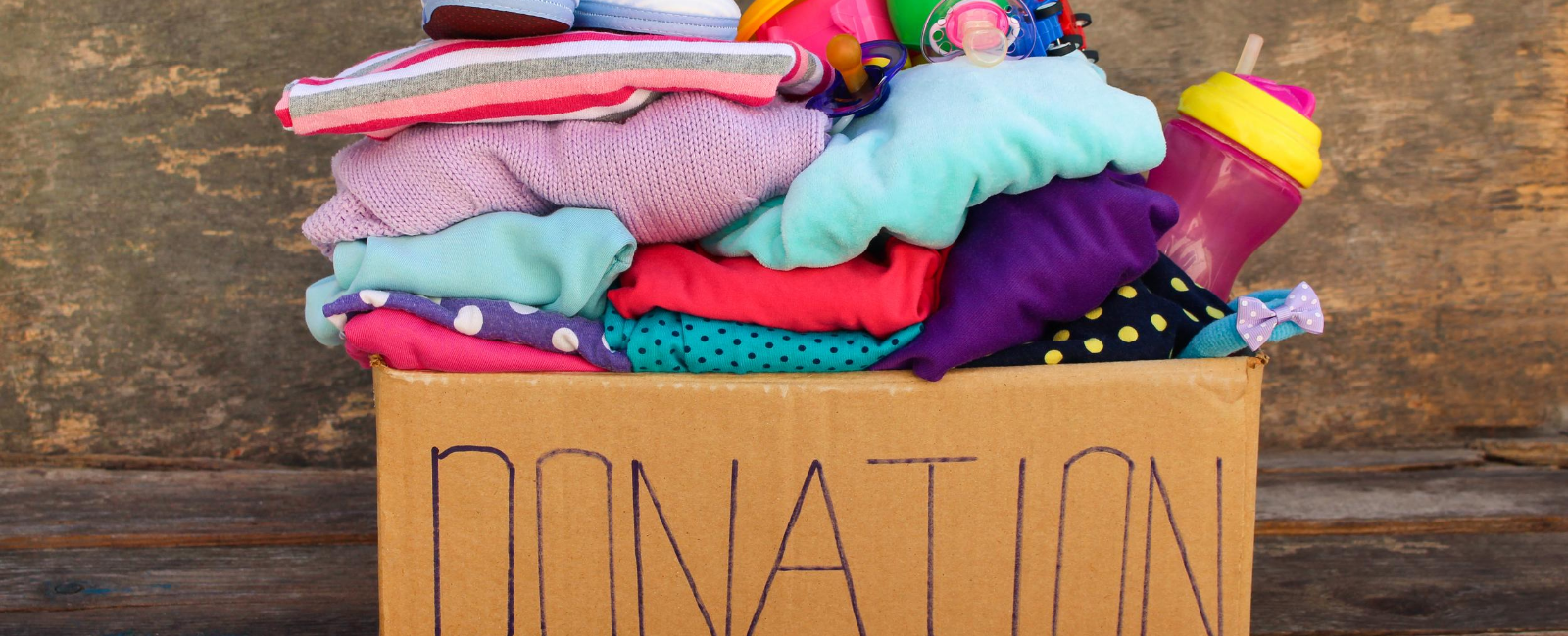 Photo of box of clothing for donation