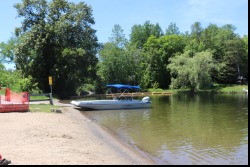 View of boat launch from beach area.