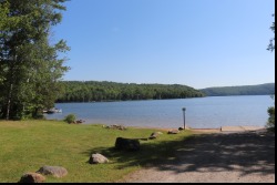 View of grassy area and beach.