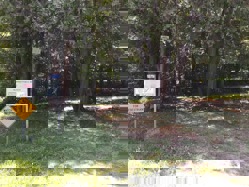 Parking area and sign.